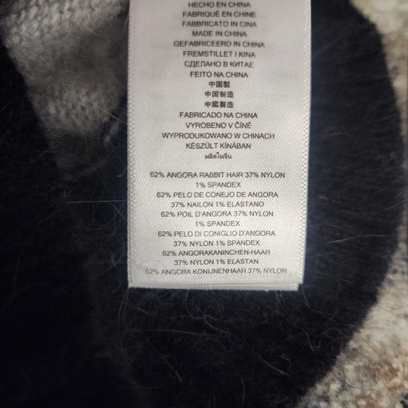 Michael Kors Angora rabbit fur winter hat in pearl heather with black trimOSFM - Picture 3 of 8